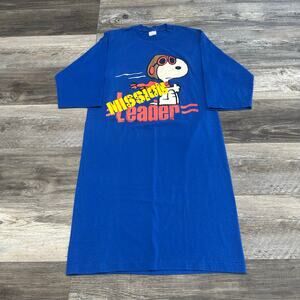 Vintage 80s 90s Snoopy Mission Leader Blue Womens S/M Crewneck T-Shirt Dress‎